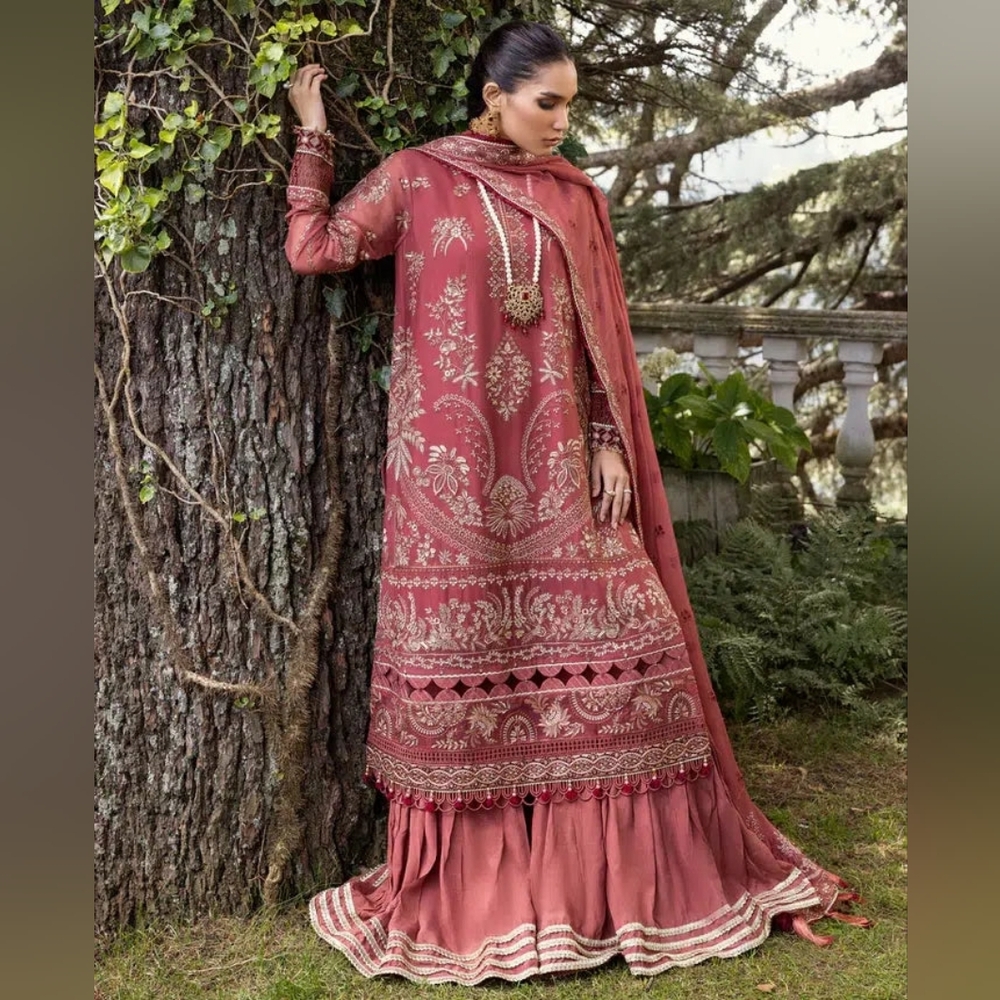 Xenia Stitched‎ Embroidered 3 Piece Desi Pakistani Formal Outfit Medium